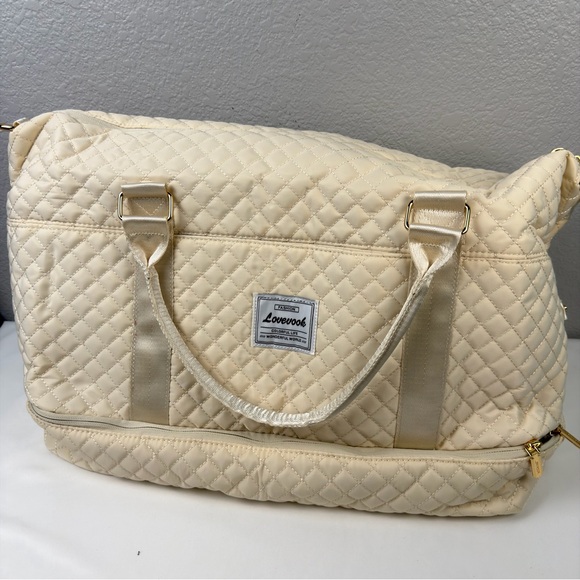NWT LOVEVOOK Travel Duffle Bag, Weekender Bags Women w Shoe Compartment Cream - Picture 5 of 14